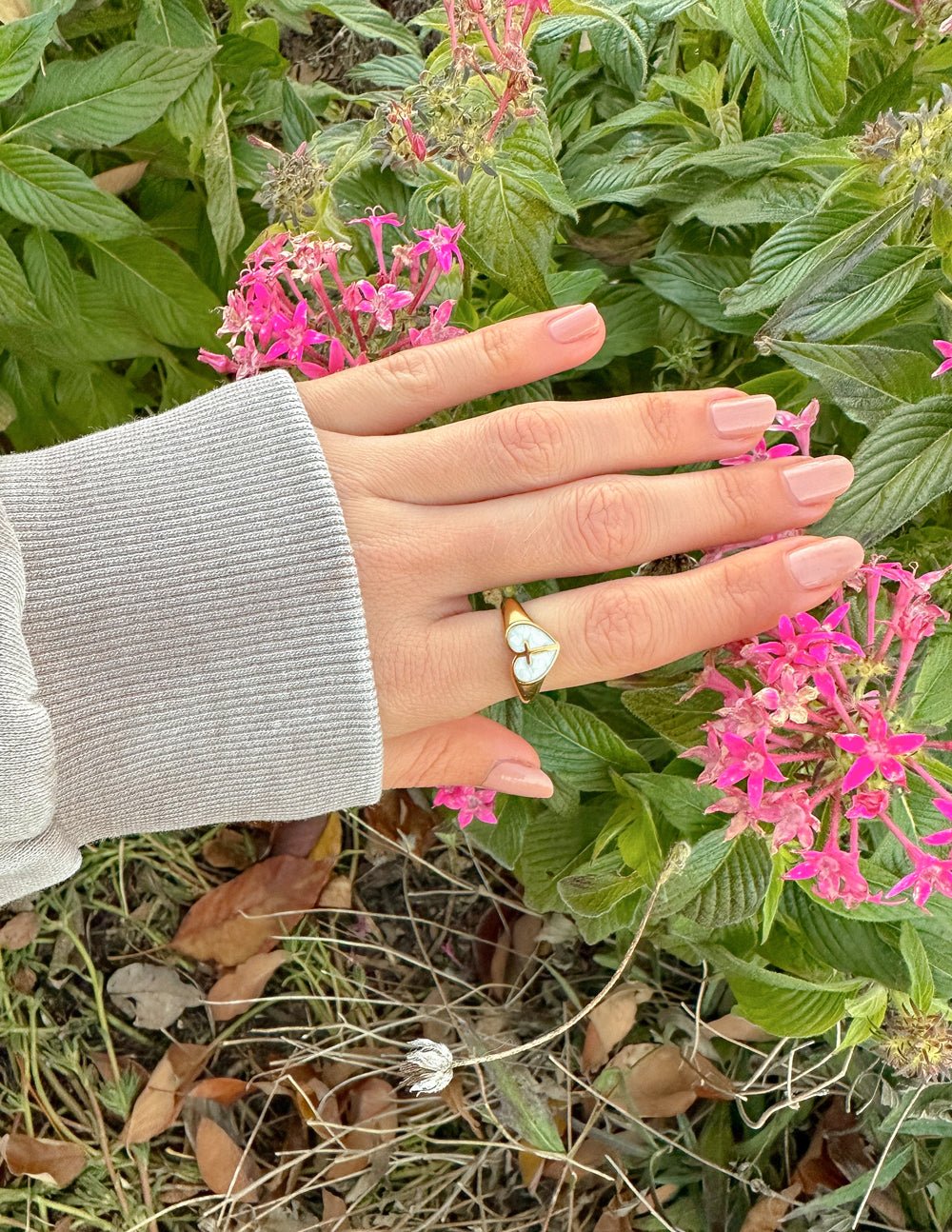 Enamel Heart Cross Ring - Two & Gathered
