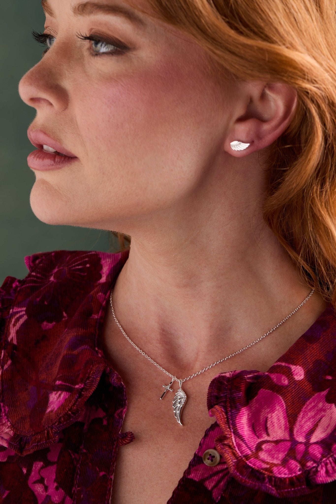 Faith Cross and Angel Wing Charm Necklace - Two & Gathered
