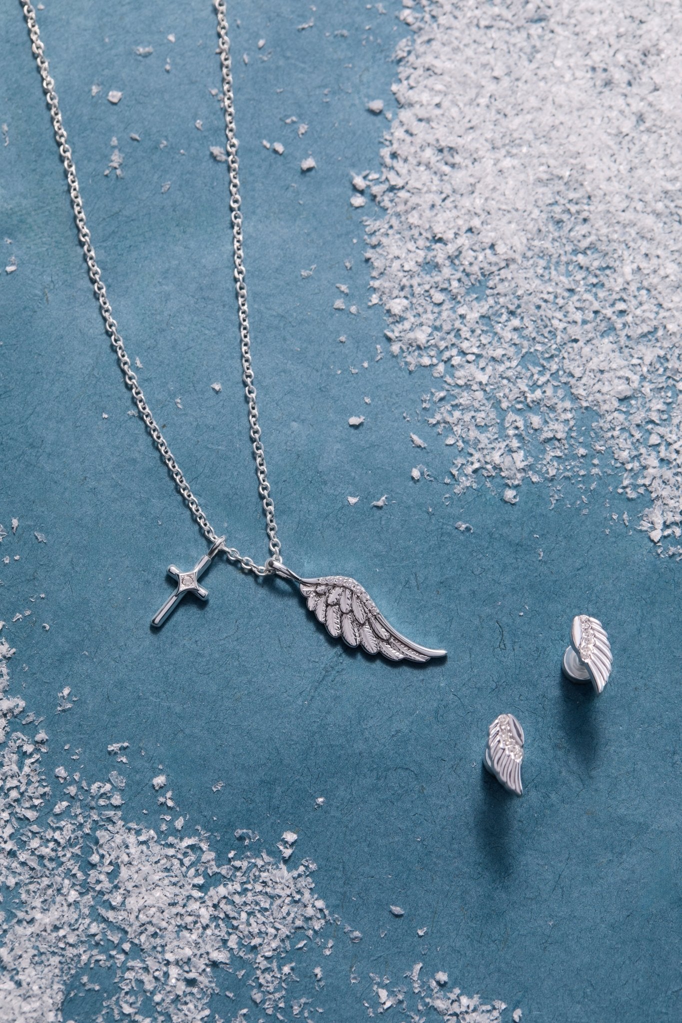 Faith Cross and Angel Wing Charm Necklace - Two & Gathered