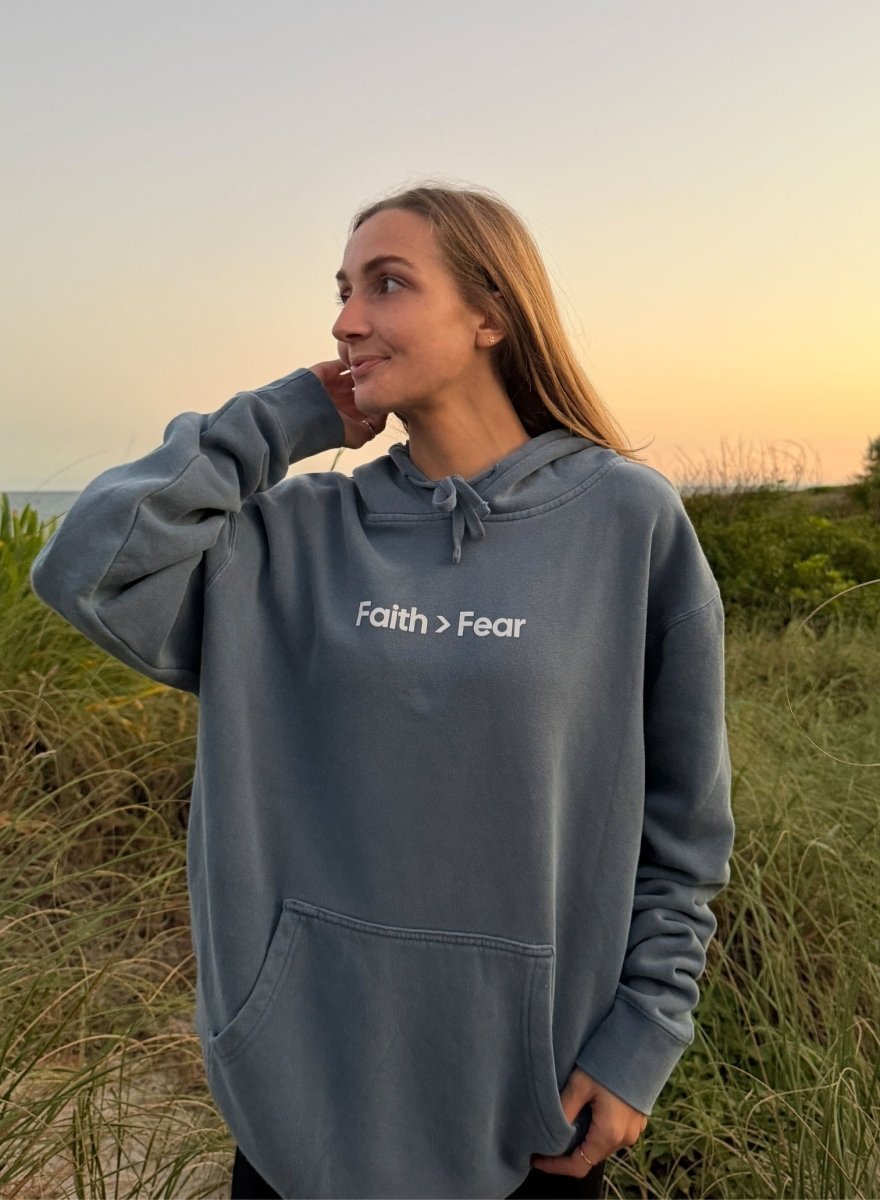 Faith > Fear Unisex Pigment - Dyed Hoodie Sweatshirt - Two & Gathered