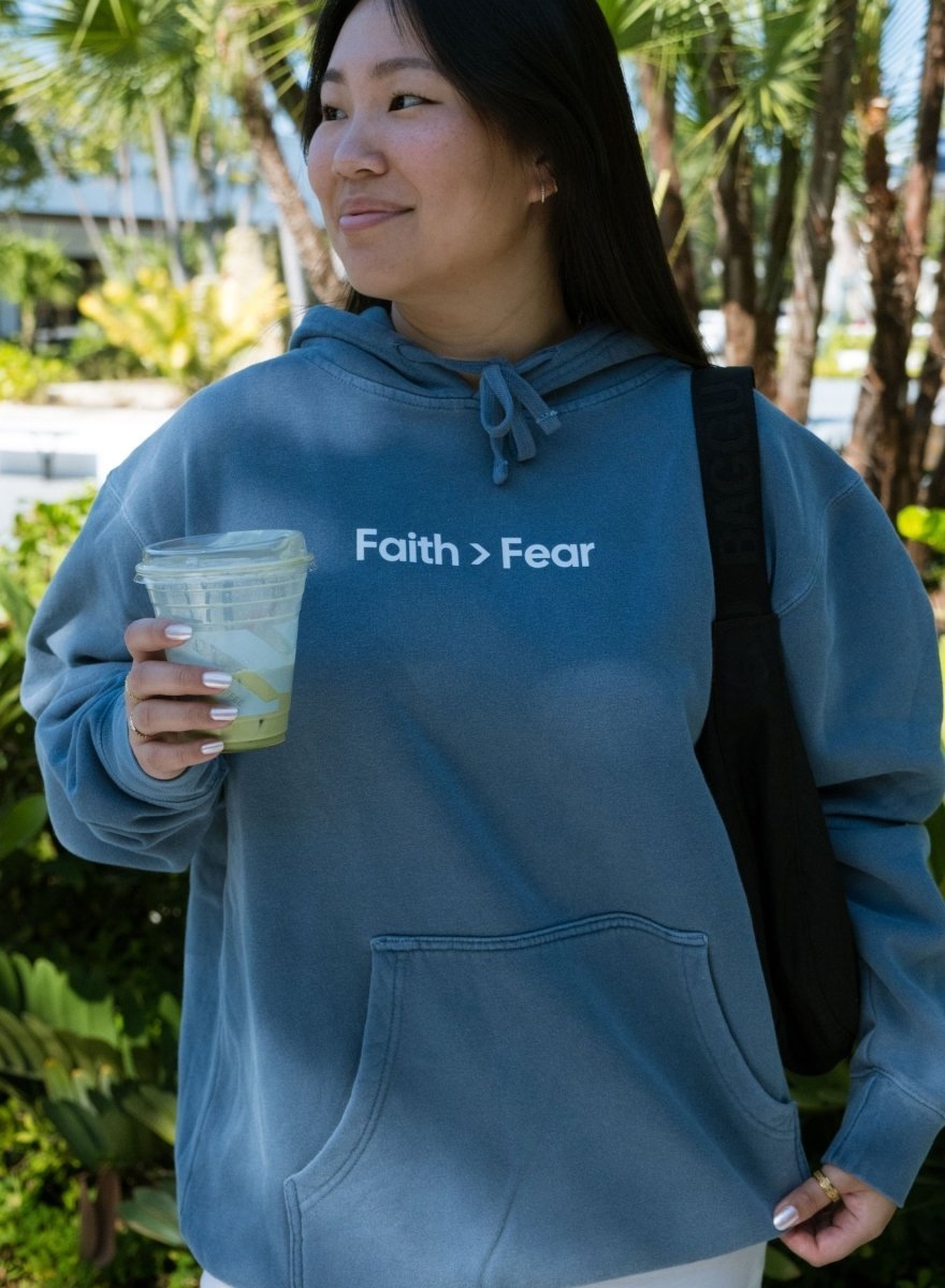 Faith > Fear Unisex Pigment - Dyed Hoodie Sweatshirt - Two & Gathered