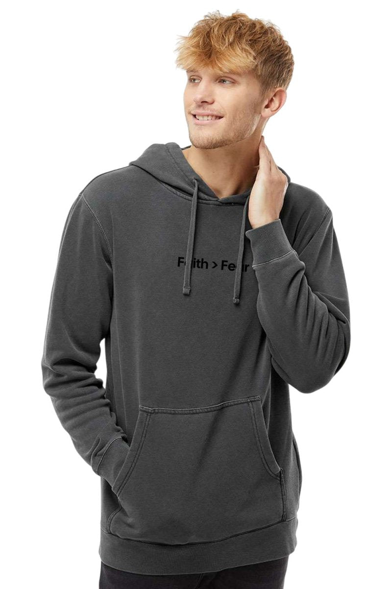 Faith > Fear Unisex Pigment - Dyed Hoodie Sweatshirt - Two & Gathered
