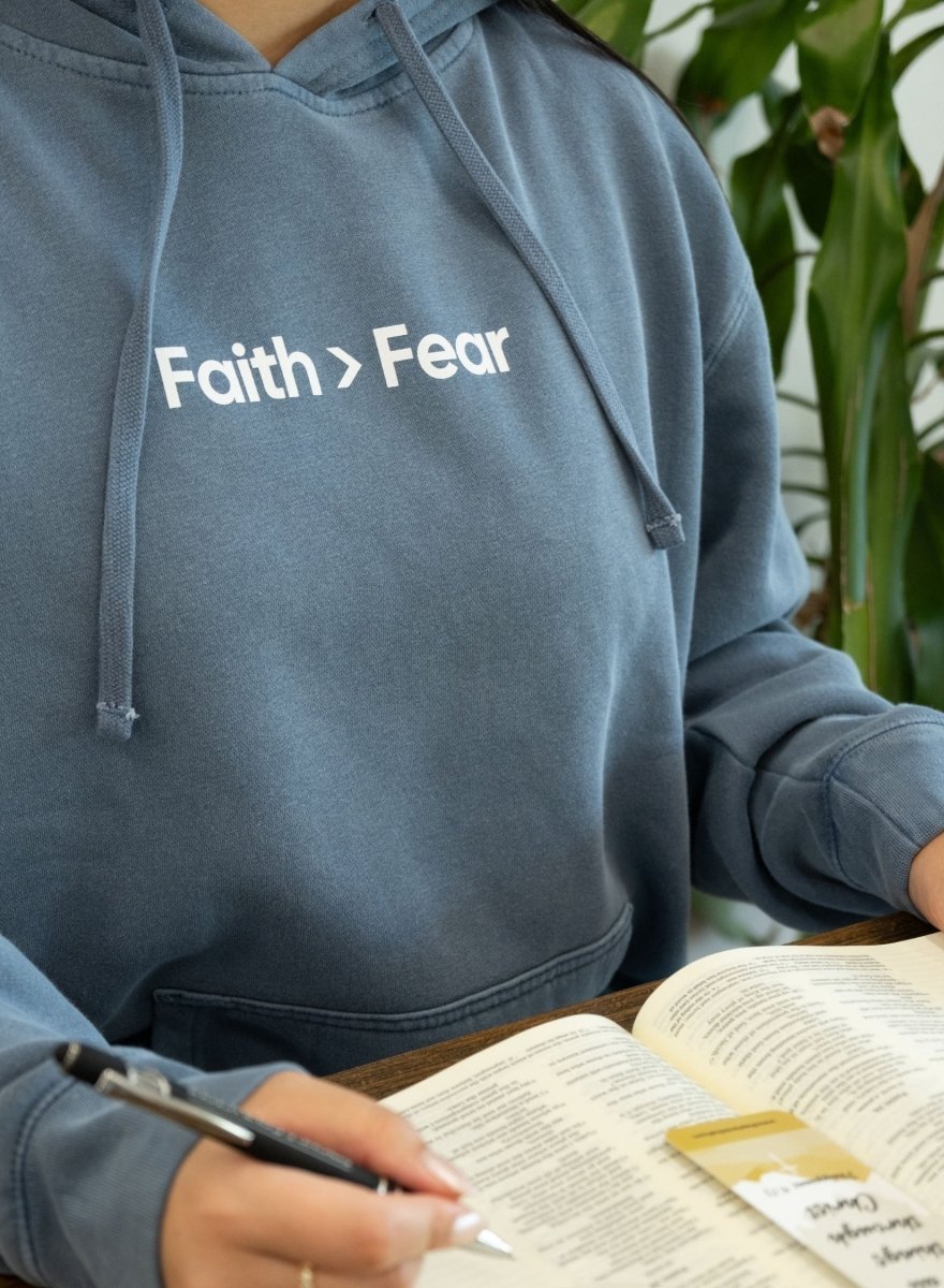 Faith > Fear Unisex Pigment - Dyed Hoodie Sweatshirt - Two & Gathered