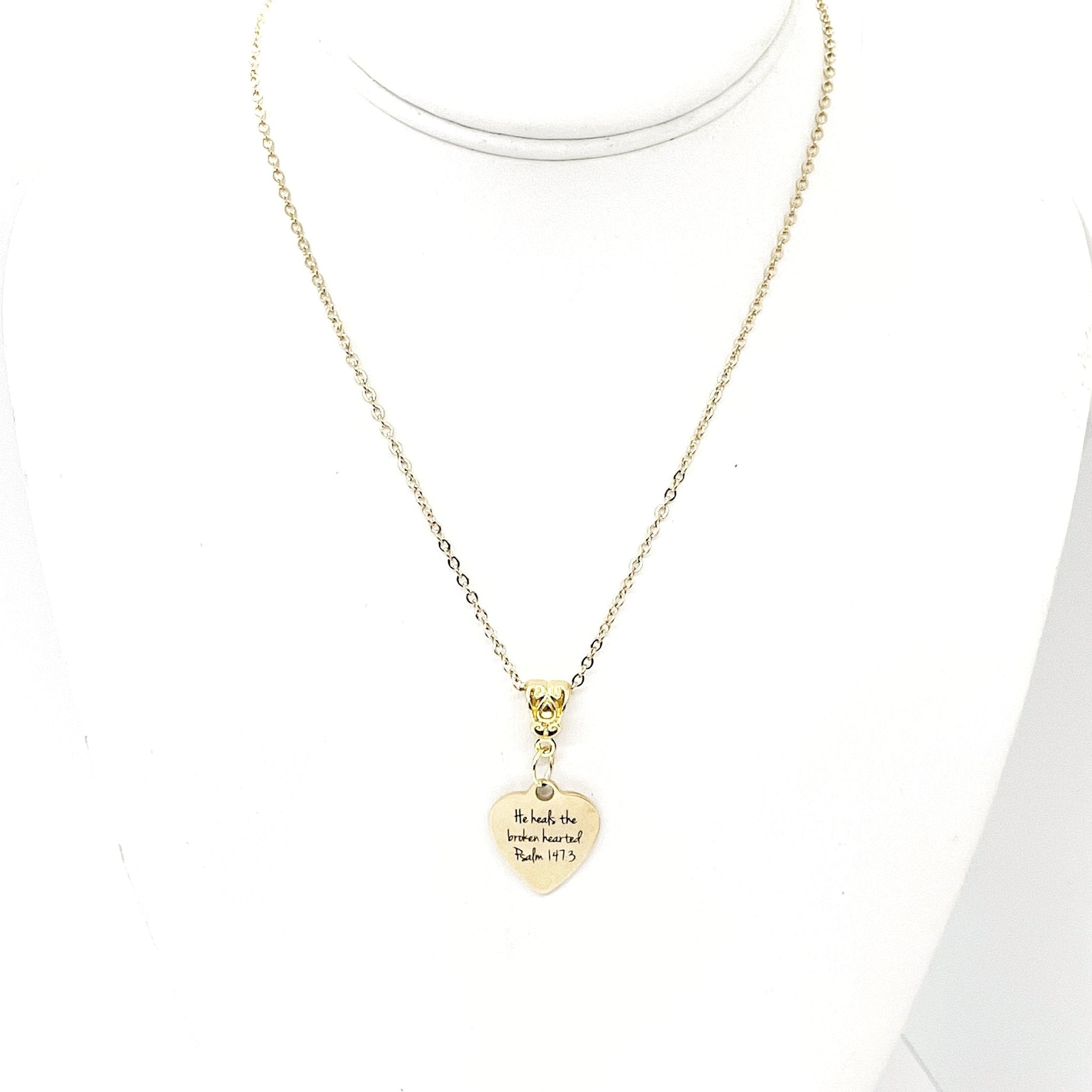 Faith Gift, He Heals The Brokenhearted Necklace, Sympathy Gift, Psalm 147 3, Christian Jewelry, Faith Jewelry, Christian Woman Gift For Her - Two & Gathered