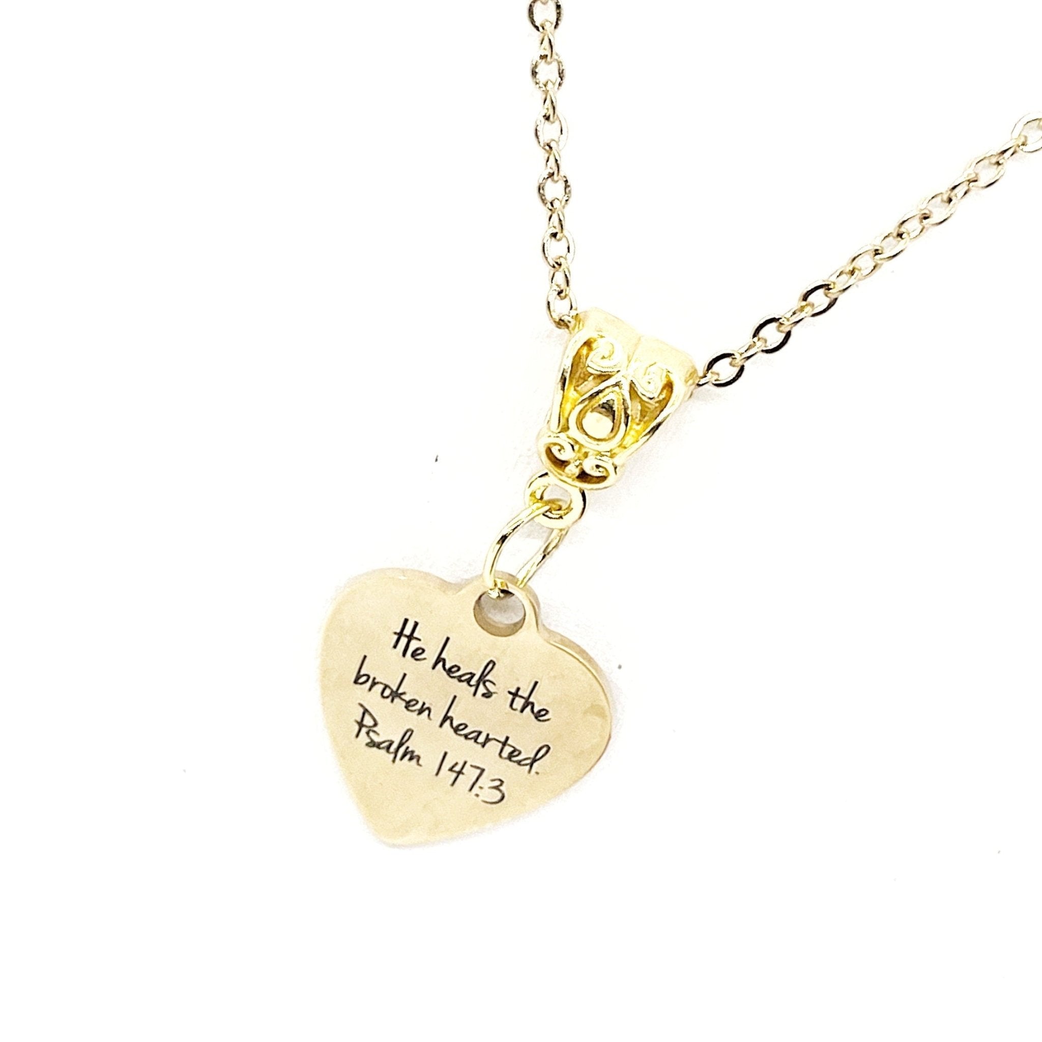 Faith Gift, He Heals The Brokenhearted Necklace, Sympathy Gift, Psalm 147 3, Christian Jewelry, Faith Jewelry, Christian Woman Gift For Her - Two & Gathered