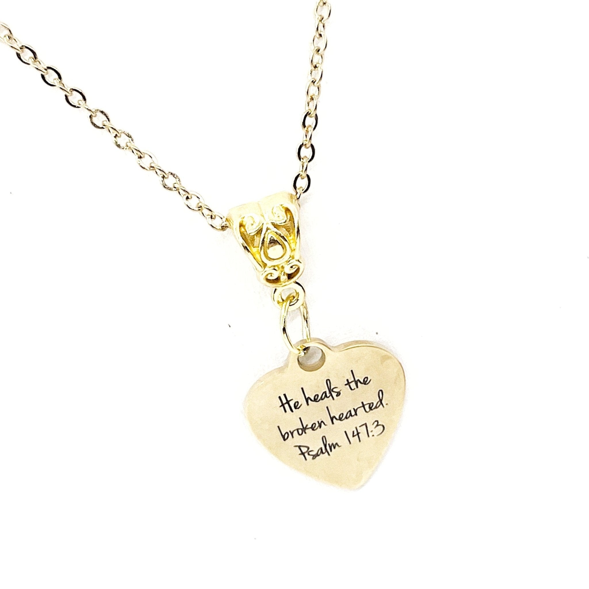 Faith Gift, He Heals The Brokenhearted Necklace, Sympathy Gift, Psalm 147 3, Christian Jewelry, Faith Jewelry, Christian Woman Gift For Her - Two & Gathered