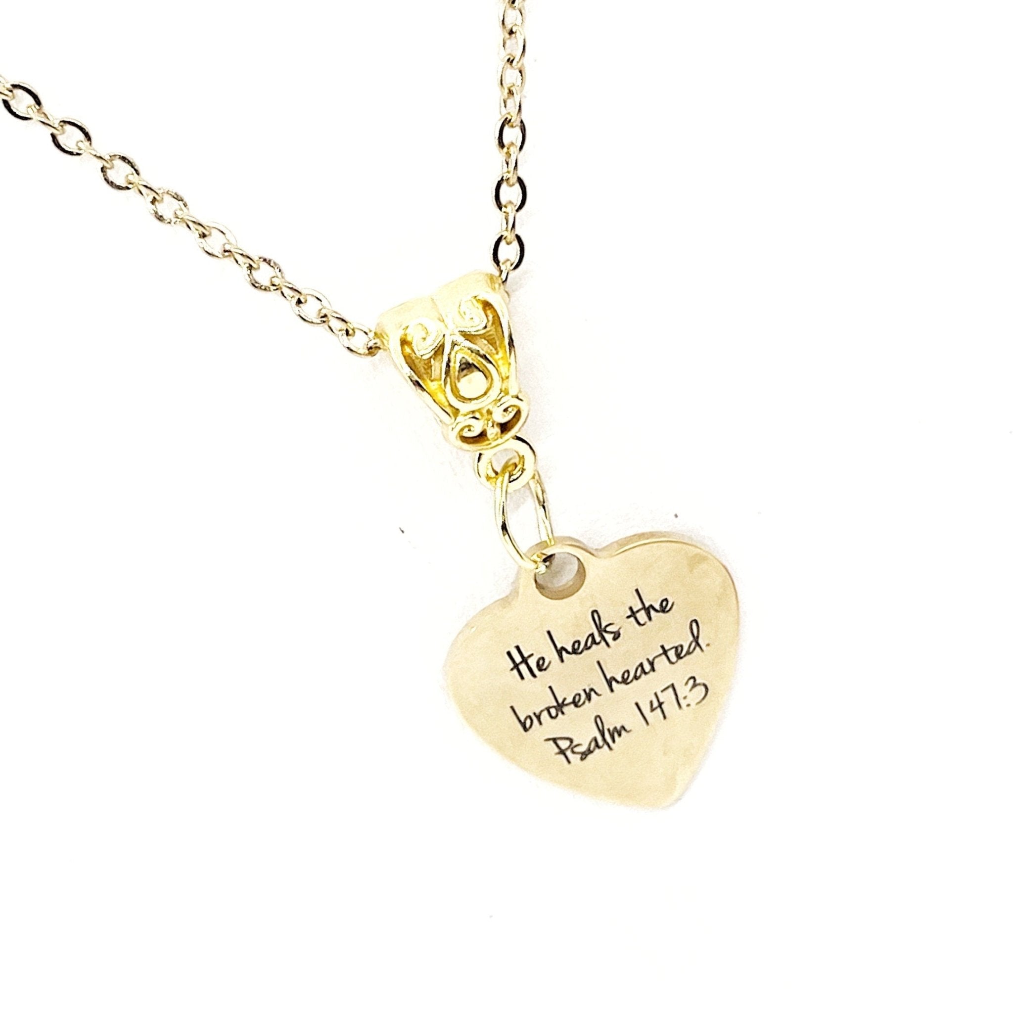 Faith Gift, He Heals The Brokenhearted Necklace, Sympathy Gift, Psalm 147 3, Christian Jewelry, Faith Jewelry, Christian Woman Gift For Her - Two & Gathered