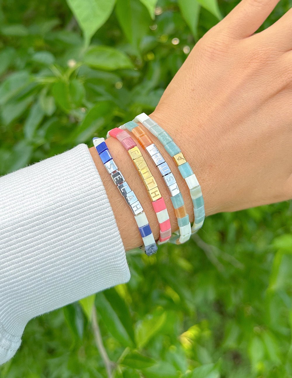 Faith Tile Letter Bracelet - Two & Gathered