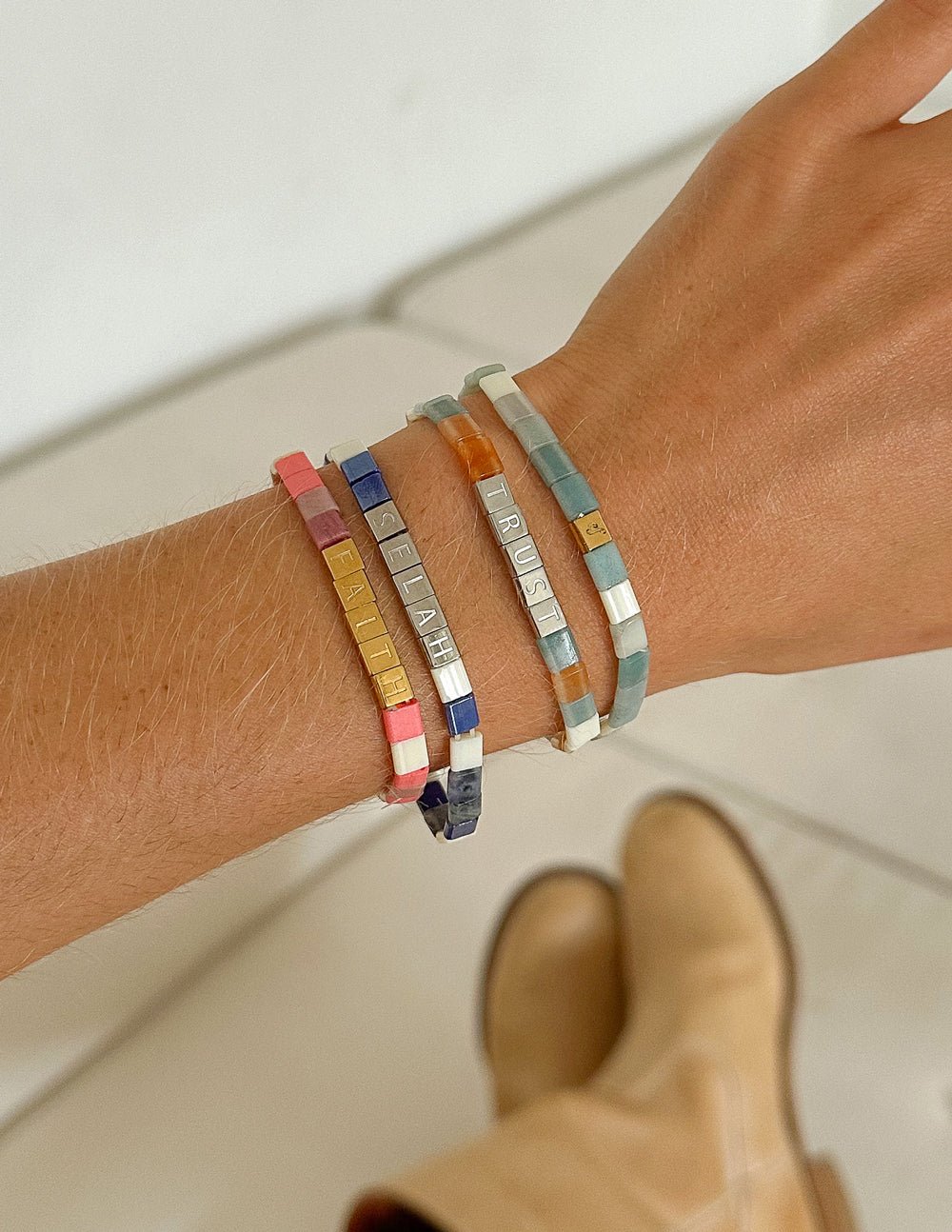 Faith Tile Letter Bracelet - Two & Gathered