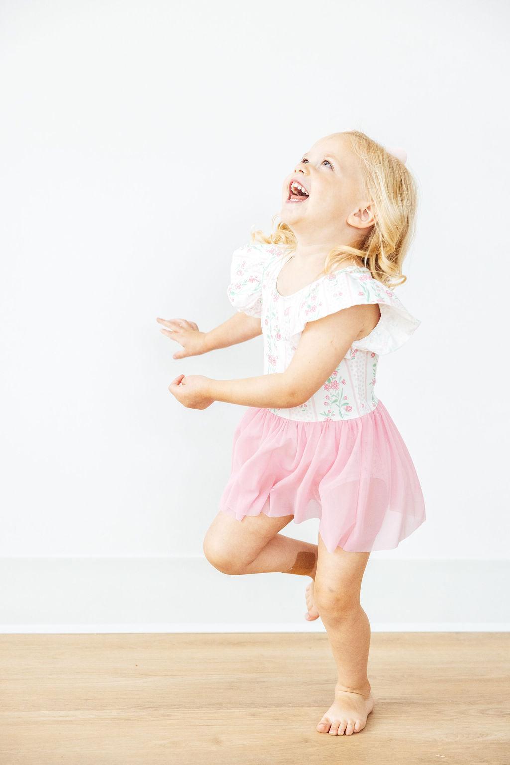 Fancy Florals S/S Twirl Leotard - Two & Gathered