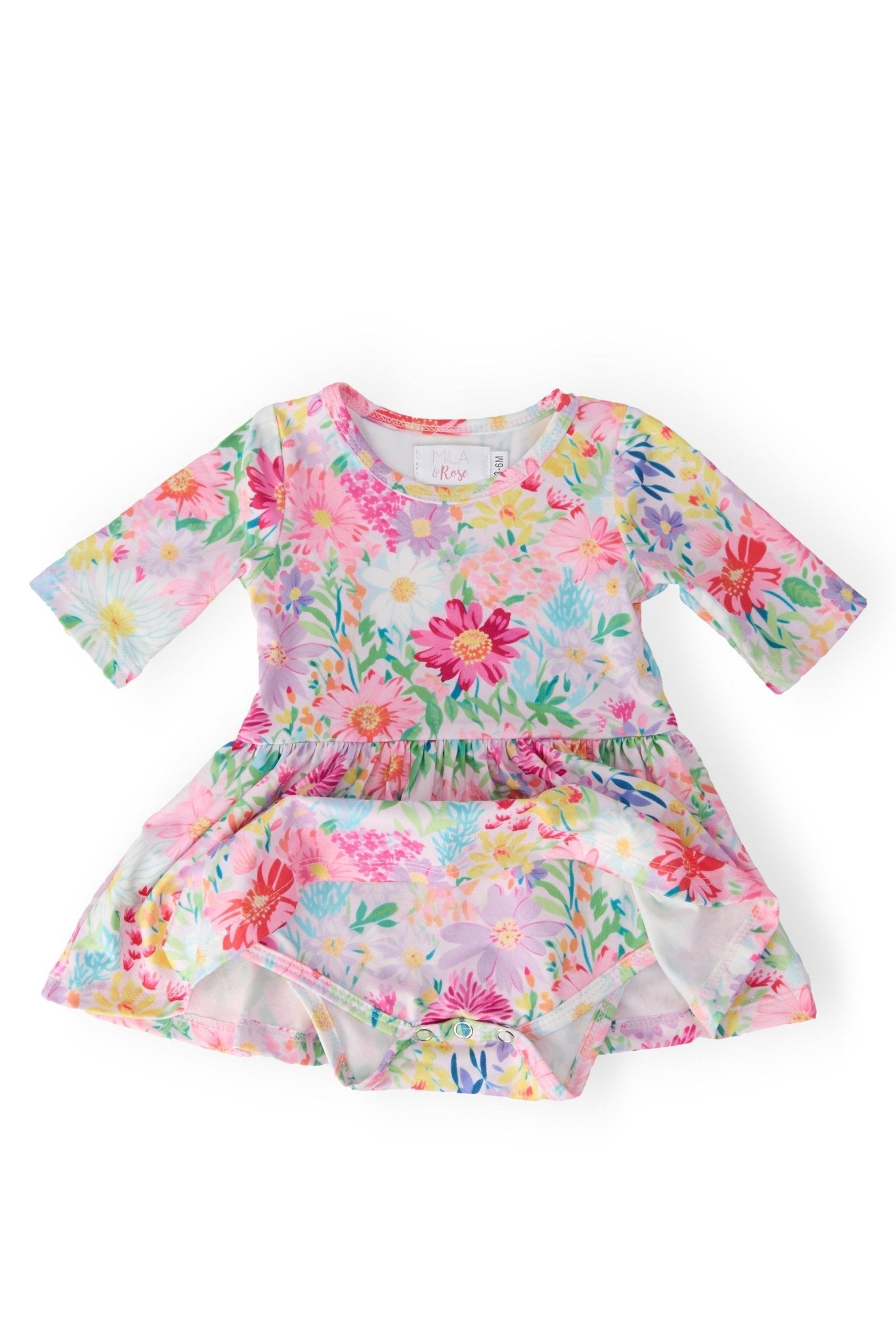 Field of Flowers 3/4 Twirl Bodysuit - Two & Gathered