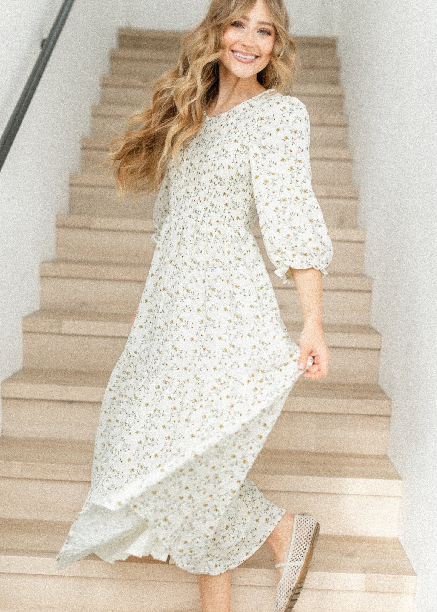 Flora Smocked Midi Dress - Two & Gathered