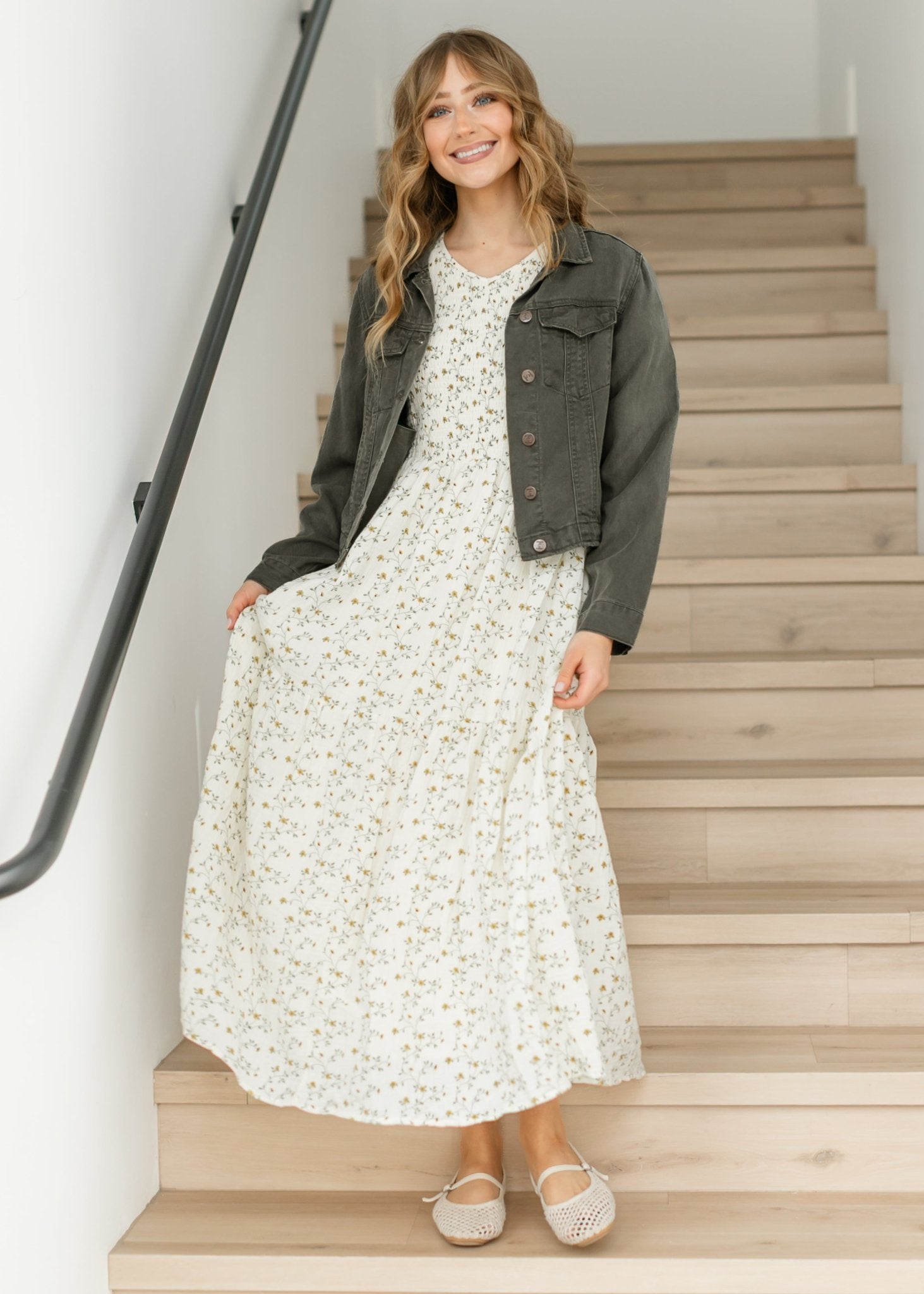 Flora Smocked Midi Dress - Two & Gathered