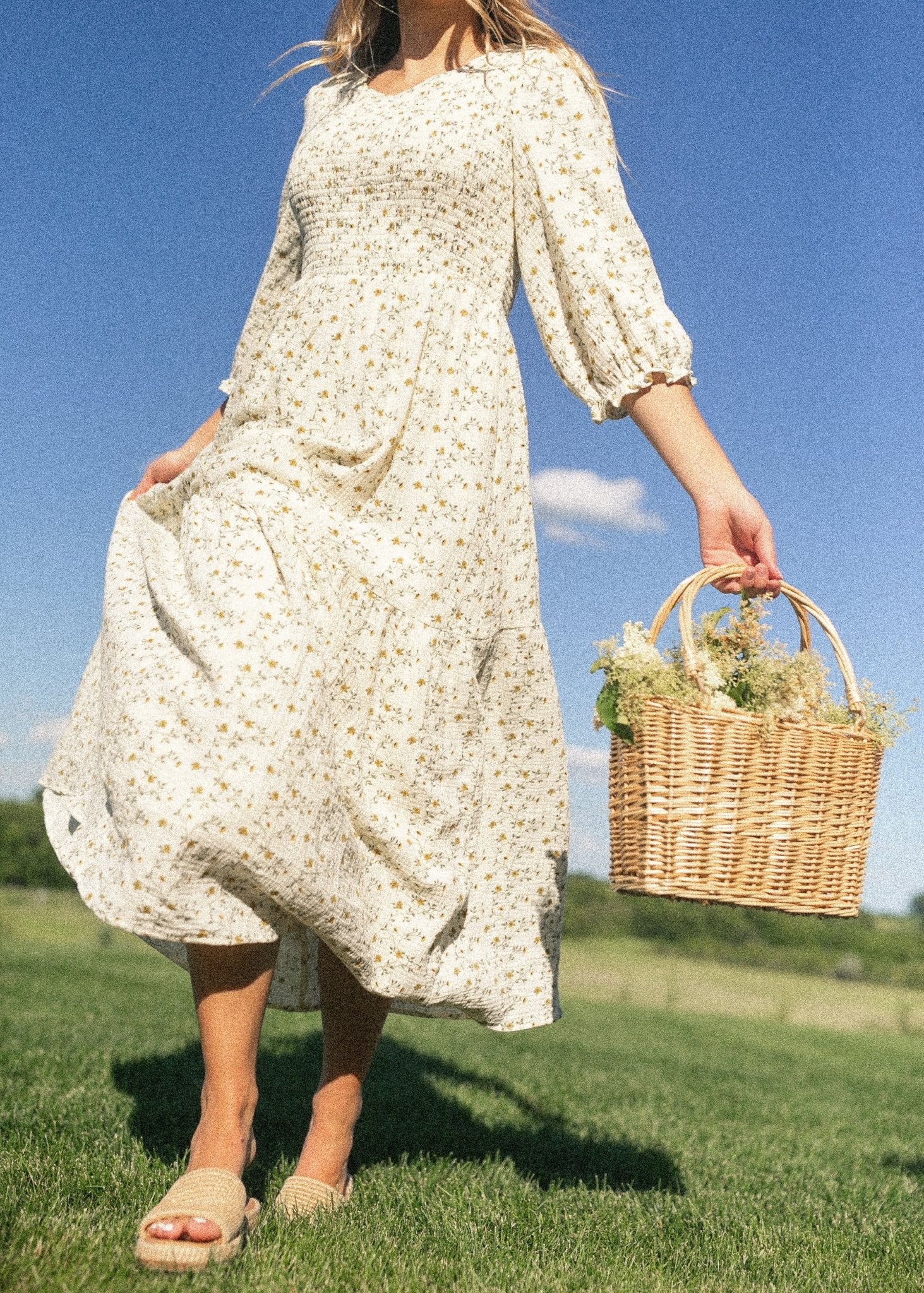 Flora Smocked Midi Dress - Two & Gathered