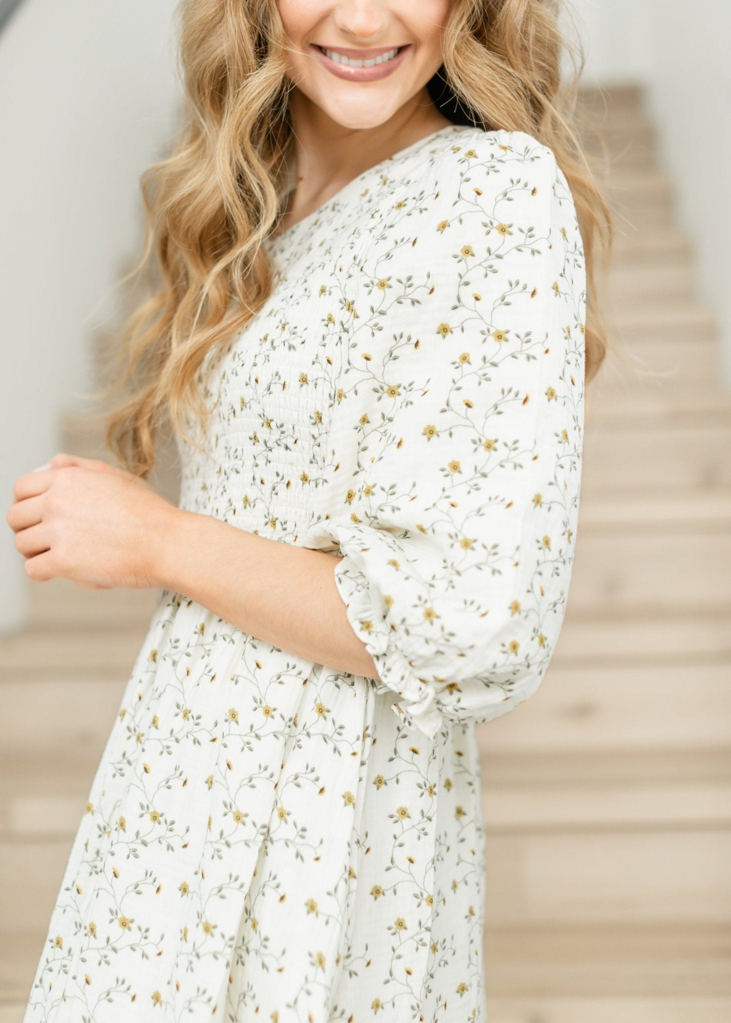 Flora Smocked Midi Dress - Two & Gathered