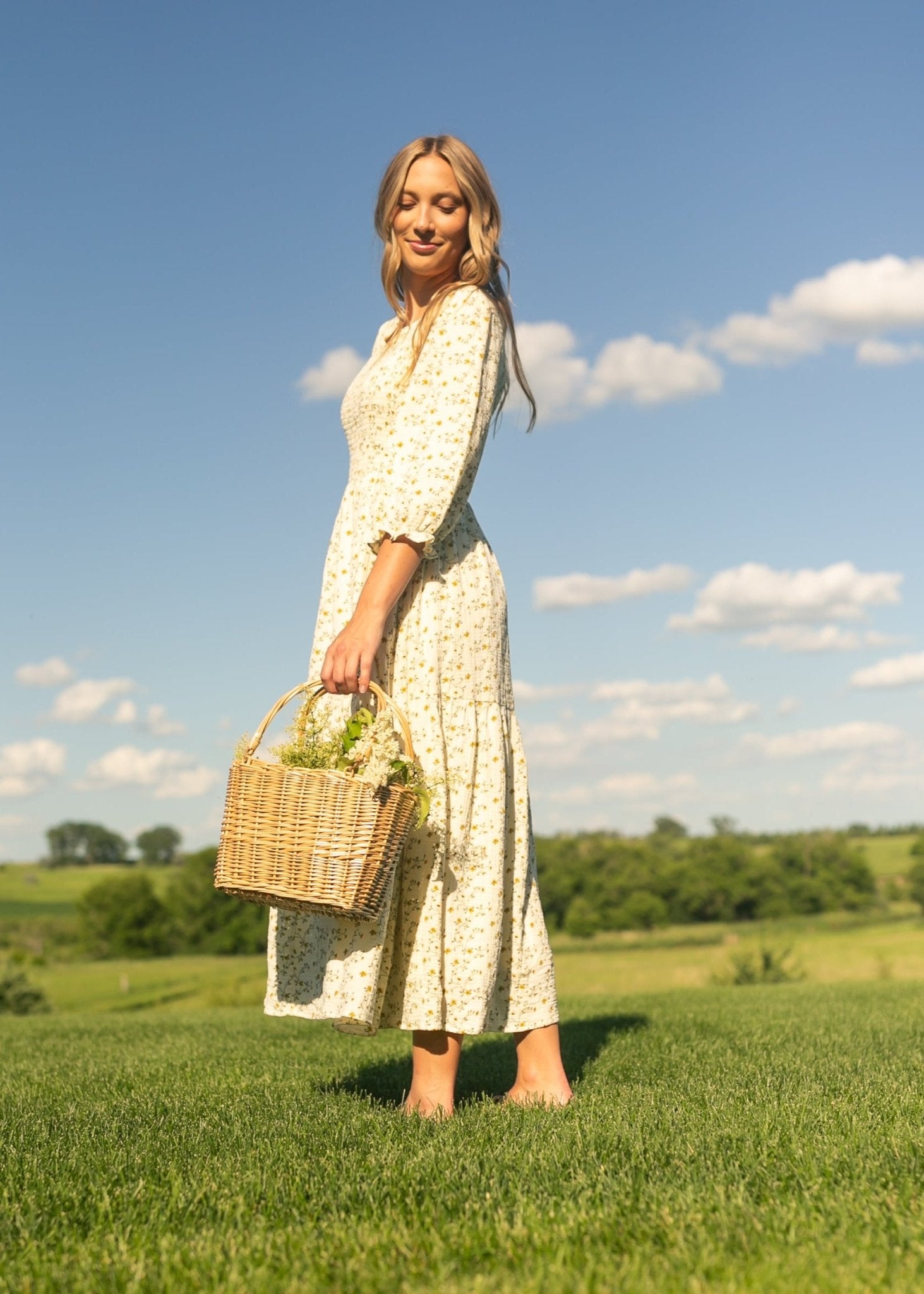 Flora Smocked Midi Dress - Two & Gathered