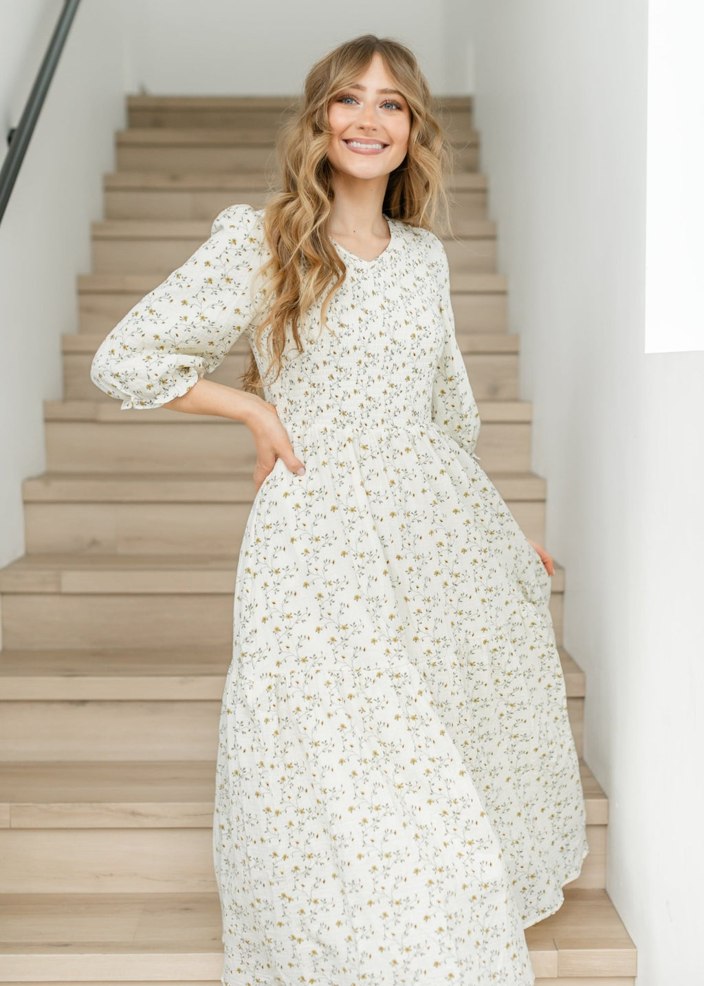 Flora Smocked Midi Dress - Two & Gathered