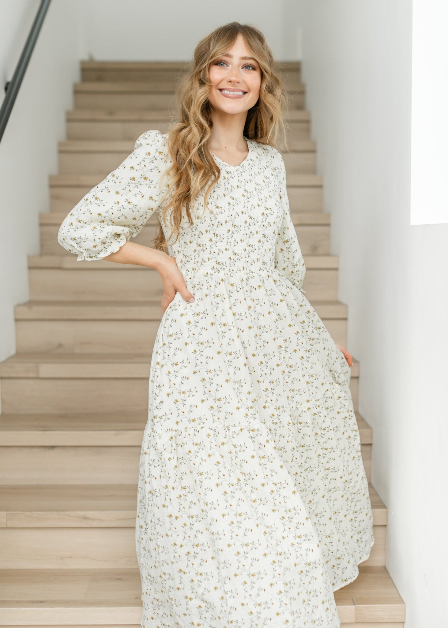 Flora Smocked Midi Dress - Two & Gathered