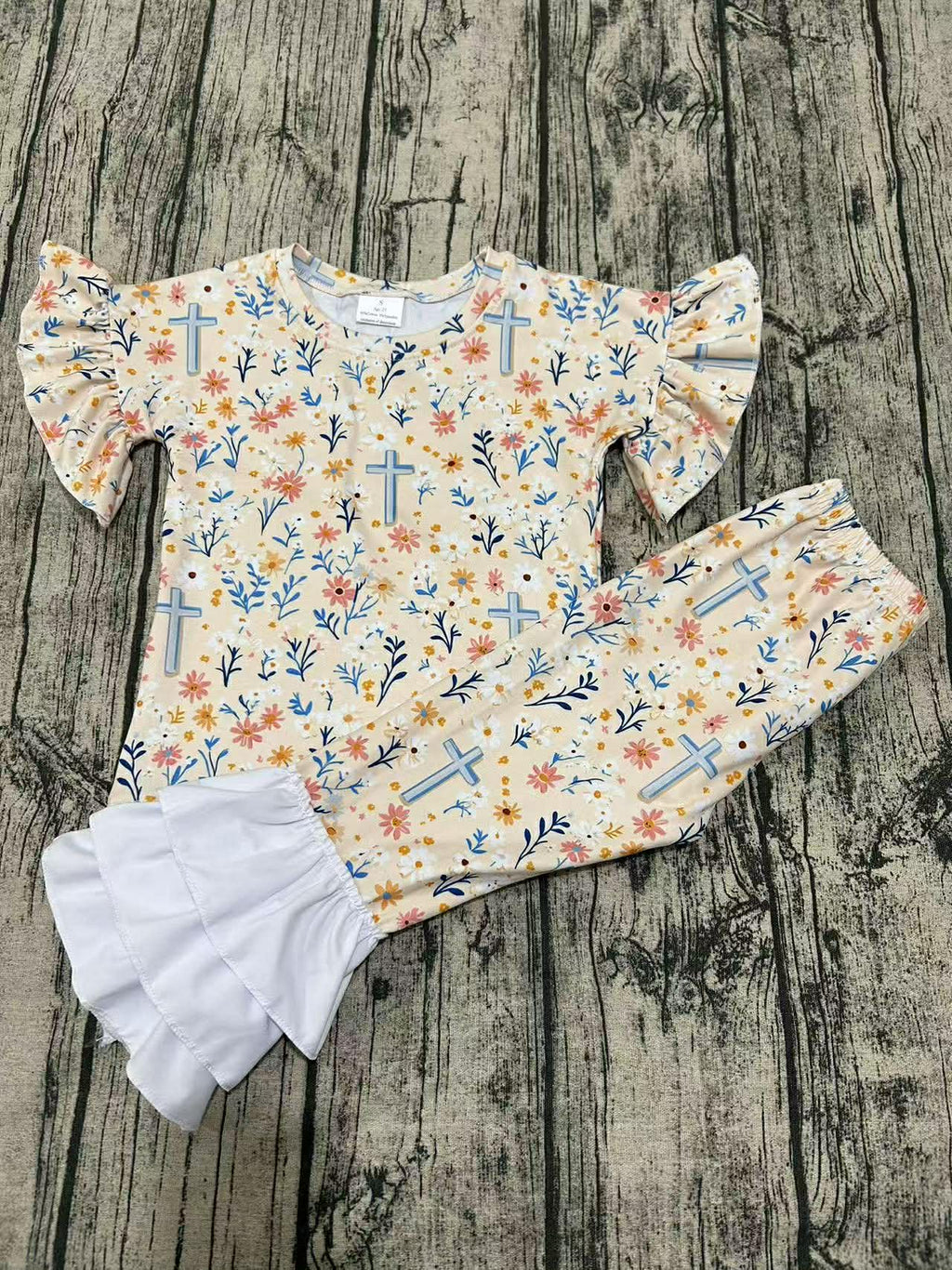 Floral cross two piece ruffle set - Two & Gathered