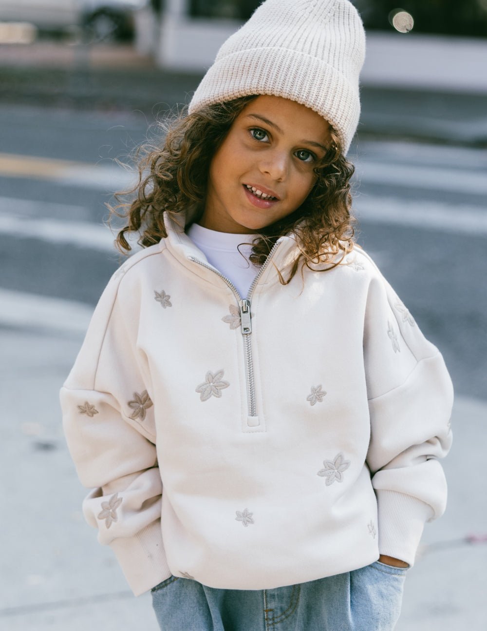 Floral Kids Half - Zip - Two & Gathered