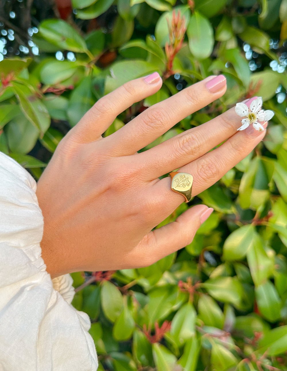 Floral Signet Ring - Two & Gathered