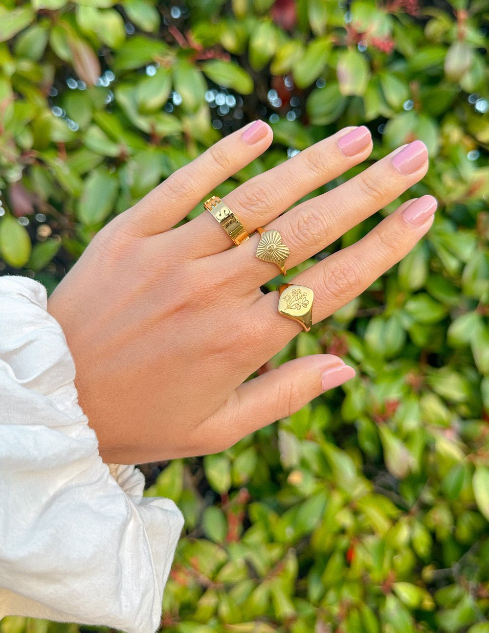 Floral Signet Ring - Two & Gathered