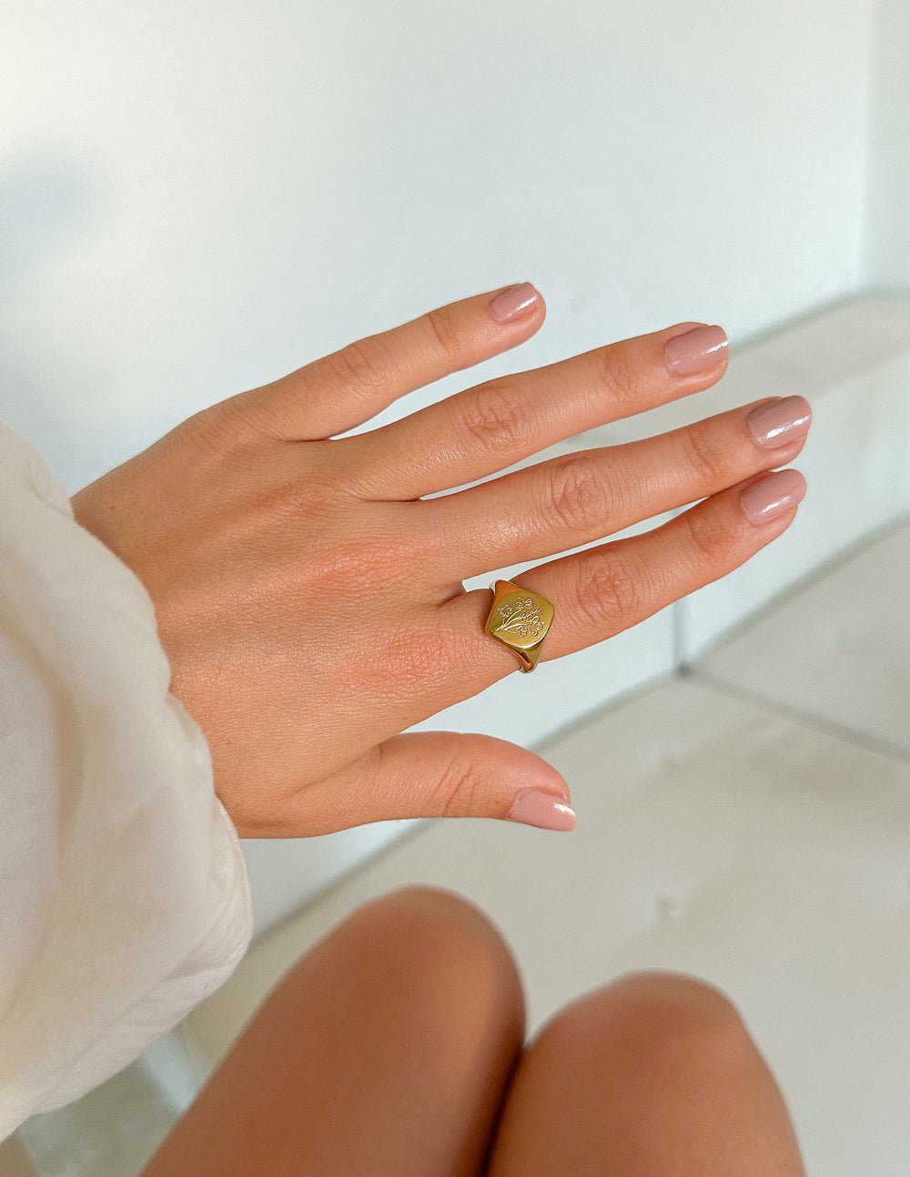 Floral Signet Ring - Two & Gathered