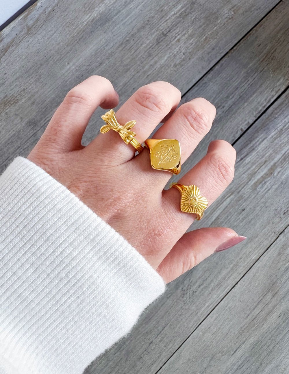 Floral Signet Ring - Two & Gathered