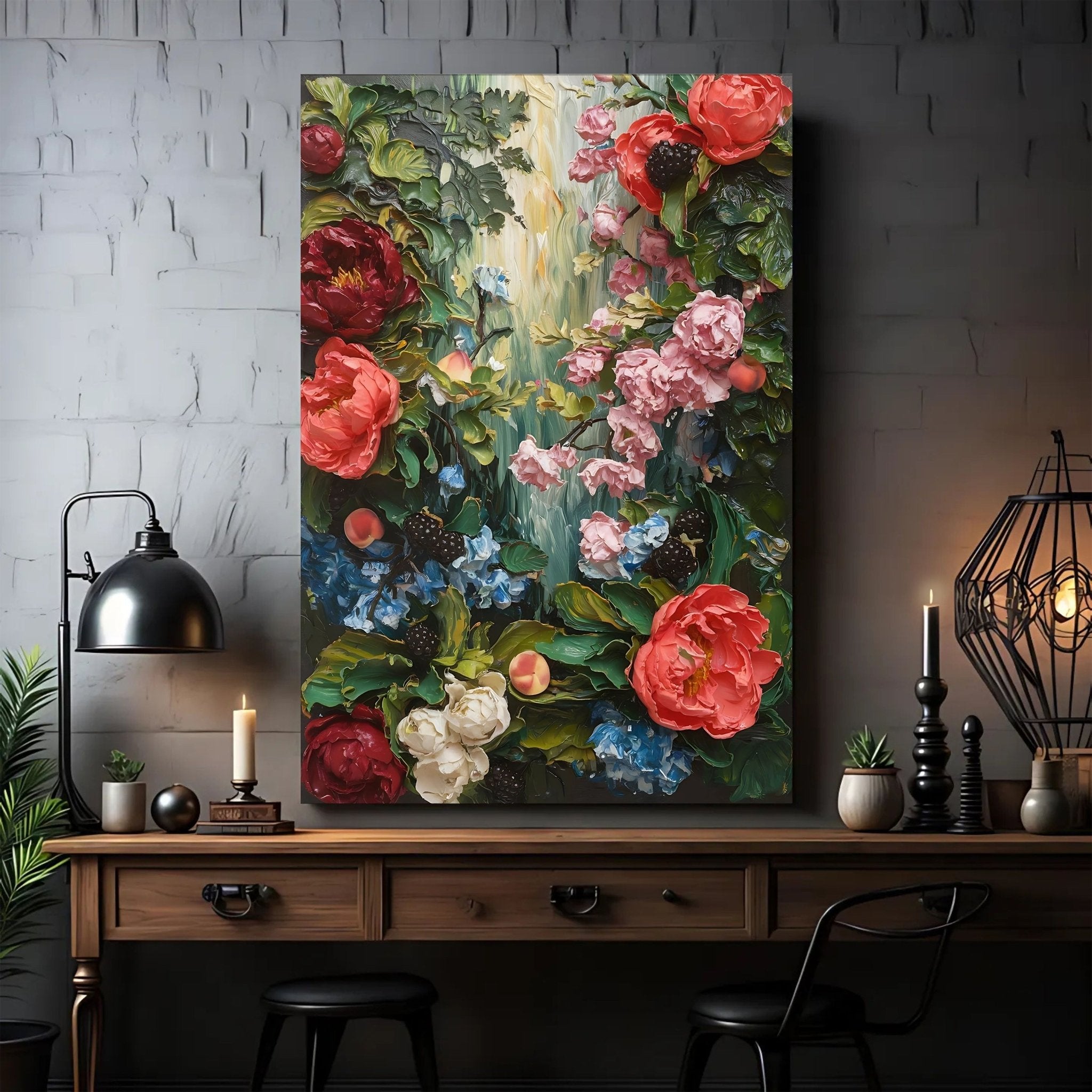 Garden Floral Impasto Wall Art - Two & Gathered
