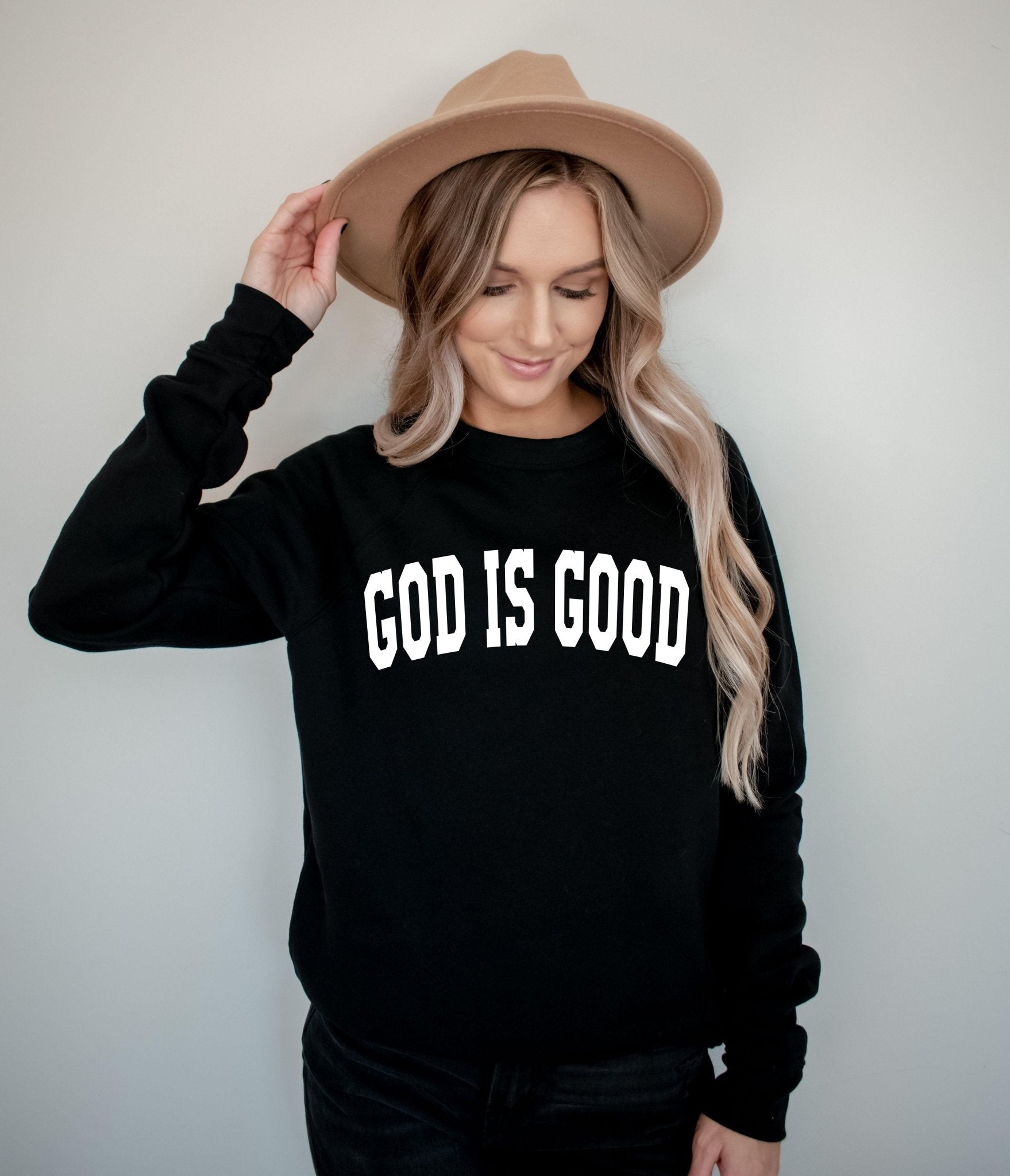 God is Good Christian Bible Sponge Fleece Crewneck Sweatshirt - Two & Gathered
