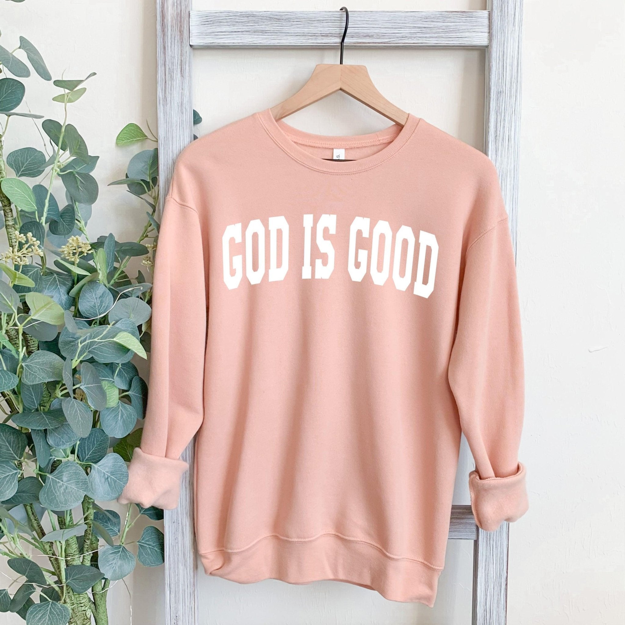 God is Good Christian Bible Sponge Fleece Crewneck Sweatshirt - Two & Gathered