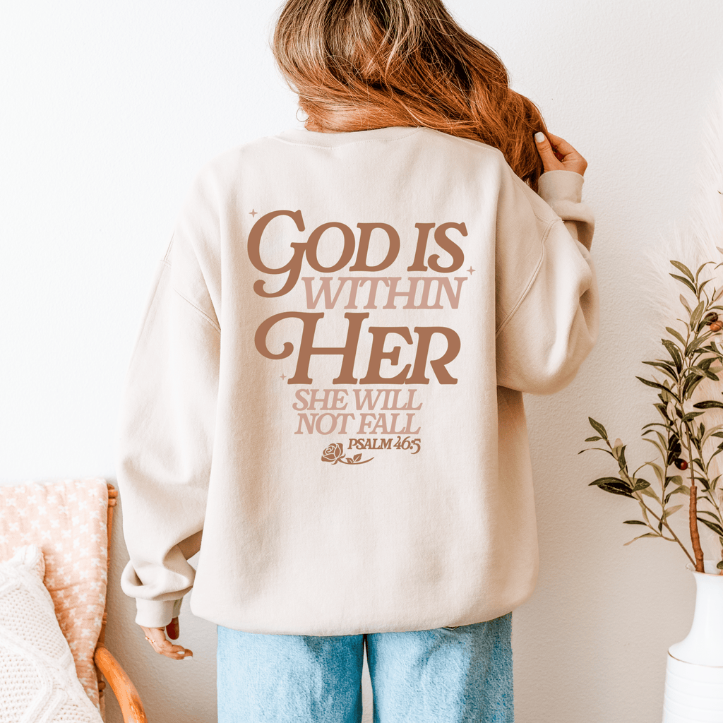 God Is Within Her Crewneck | Psalm 46:5 Sweatshirt | Faith - Based Christian Apparel - Two & Gathered
