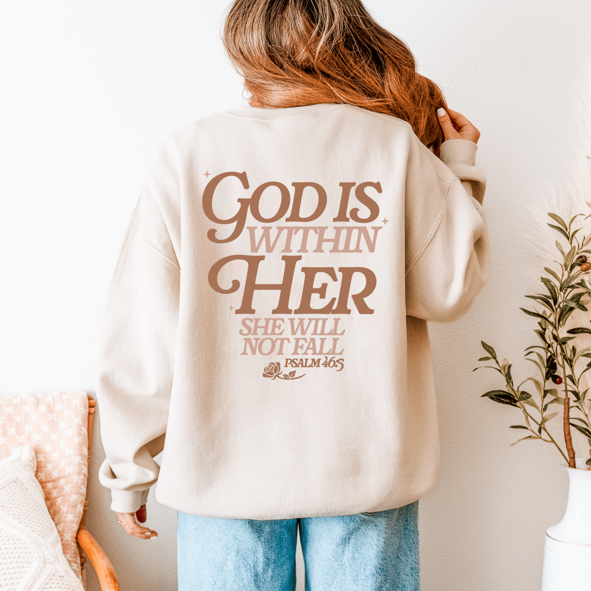 God Is Within Her Crewneck | Psalm 46:5 Sweatshirt | Faith - Based Christian Apparel - Two & Gathered