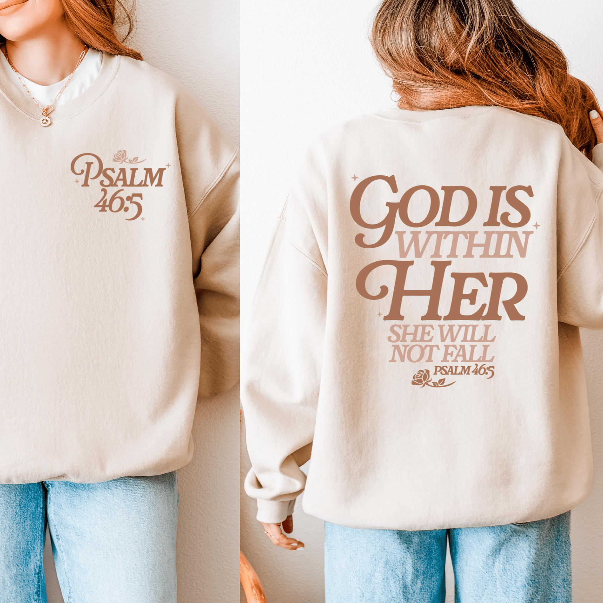 God Is Within Her Crewneck | Psalm 46:5 Sweatshirt | Faith - Based Christian Apparel - Two & Gathered