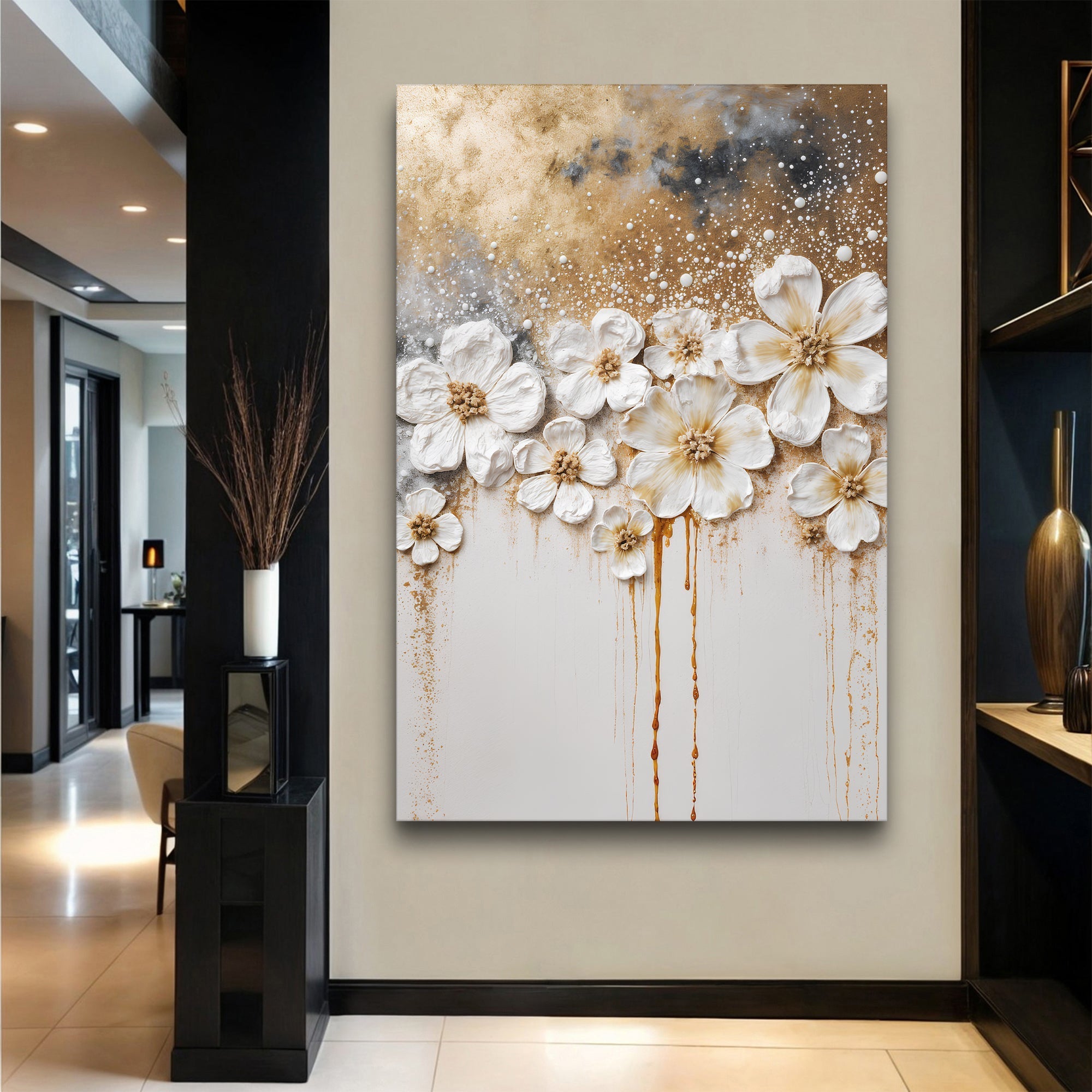 Gold Floral Wall Art - Two & Gathered