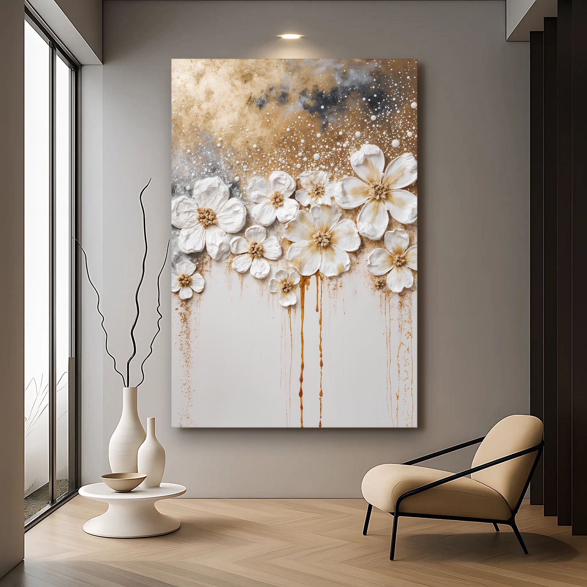Gold Floral Wall Art - Two & Gathered