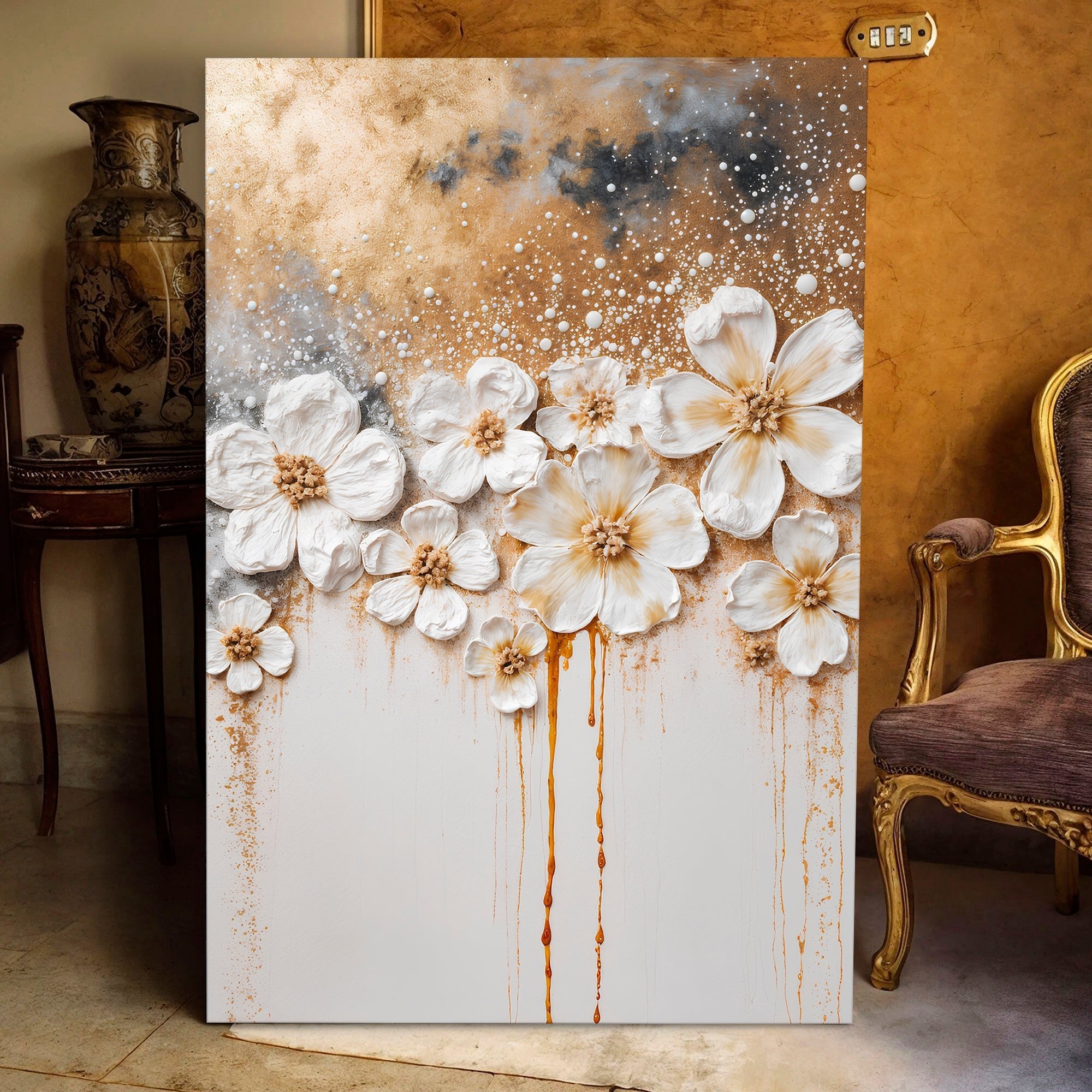 Gold Floral Wall Art - Two & Gathered