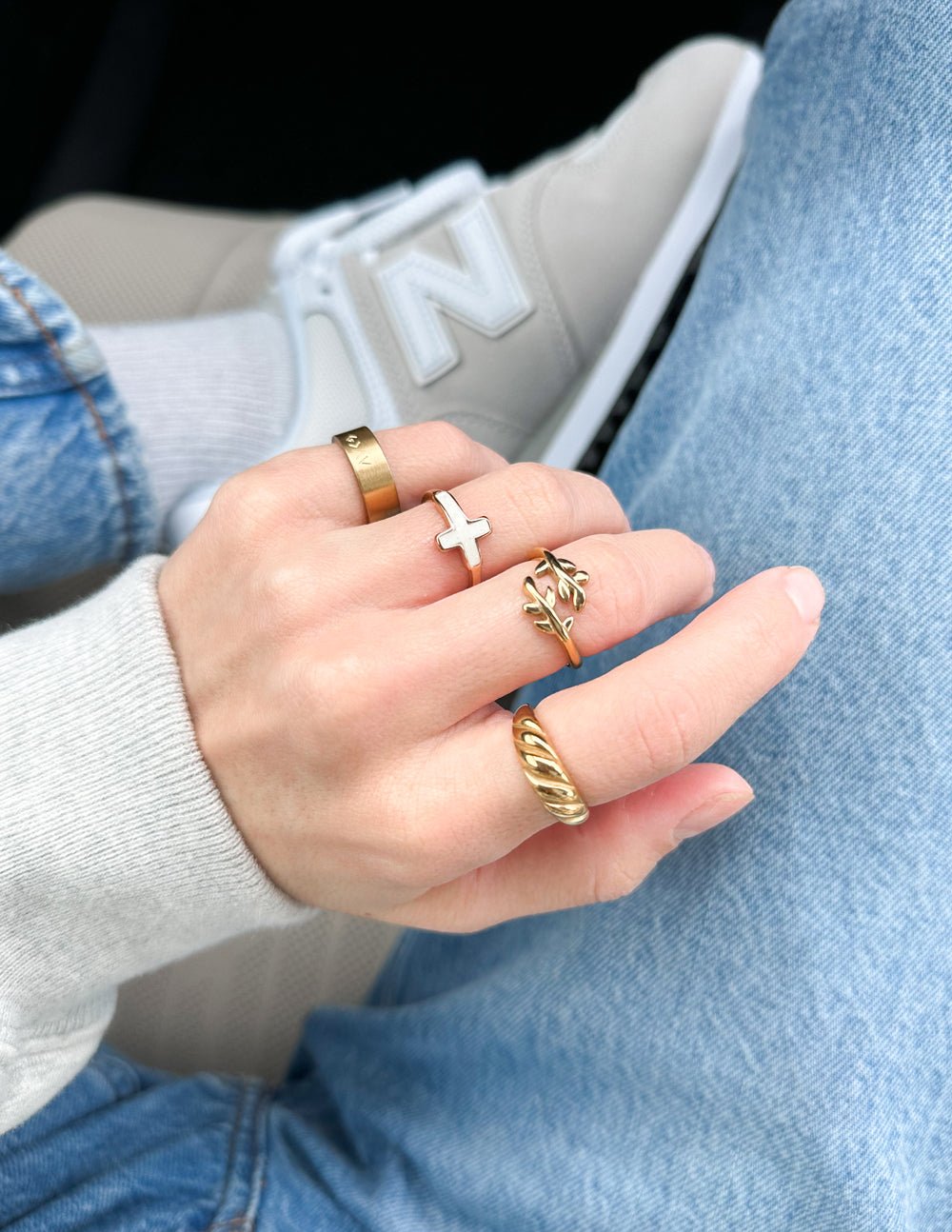 Gold Olive Branch Ring - Two & Gathered
