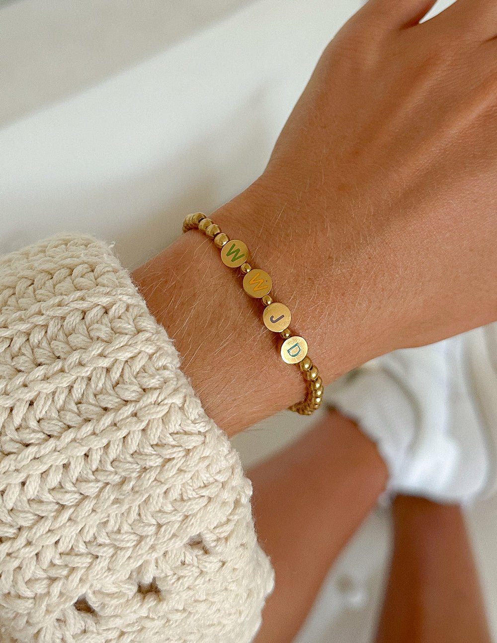 Gold WWJD Letter Bracelet - Two & Gathered