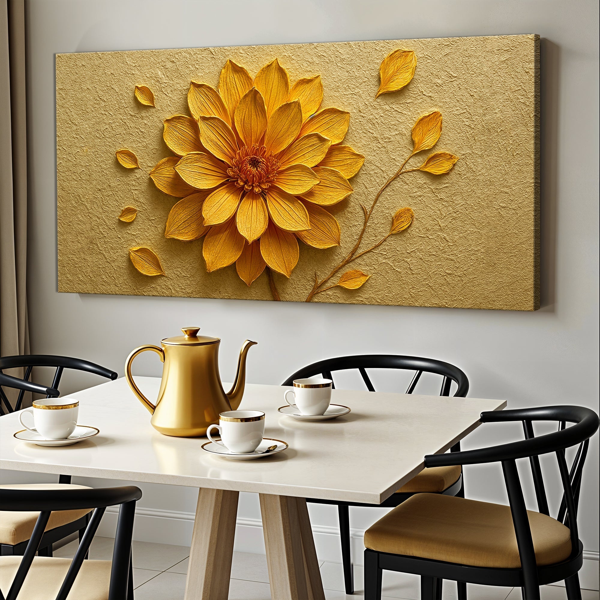 Golden Dandelion Minimalist Abstract Wall Art IV - Two & Gathered