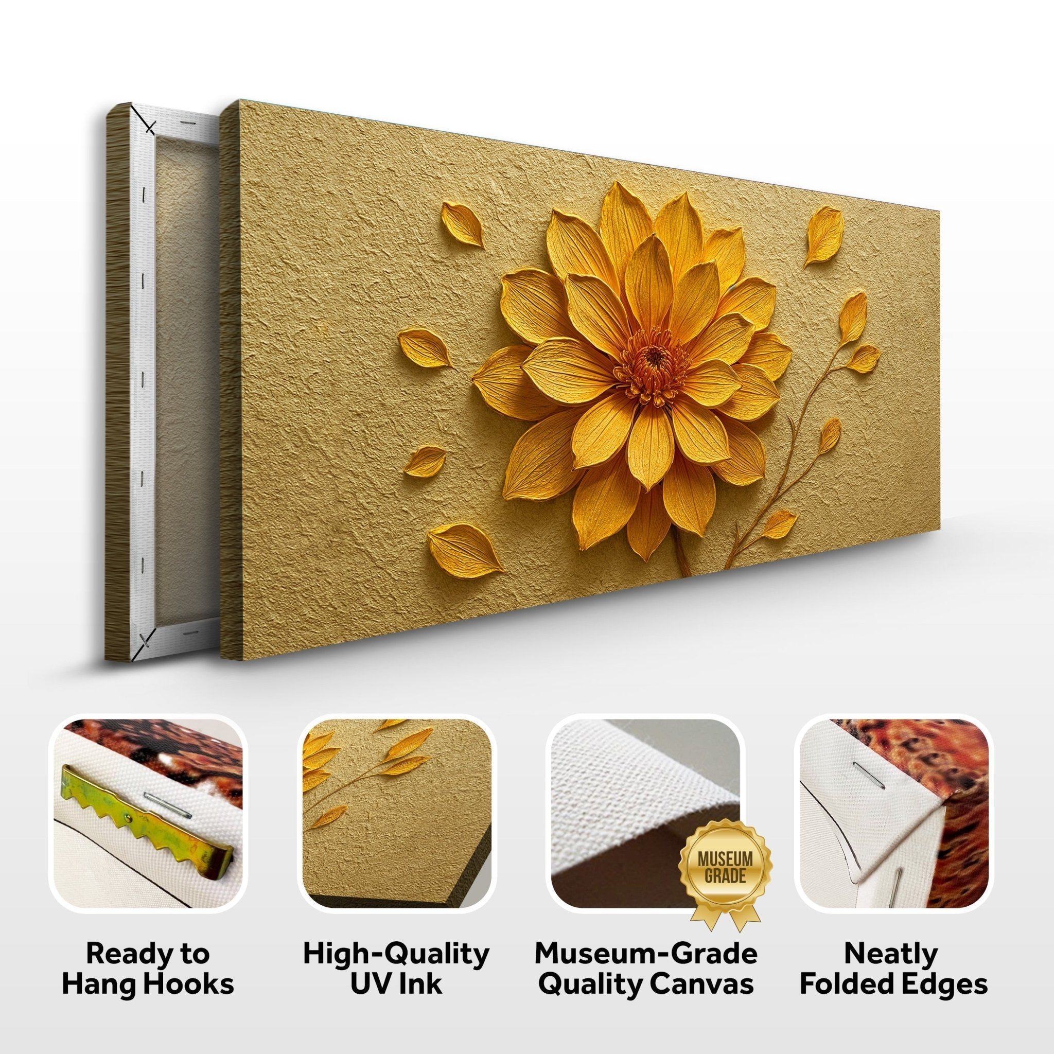 Golden Dandelion Minimalist Abstract Wall Art IV - Two & Gathered