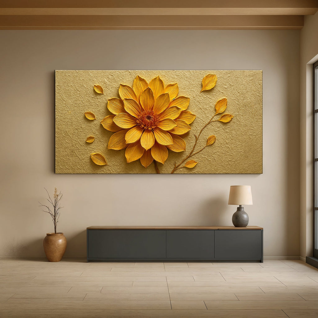 Golden Dandelion Minimalist Abstract Wall Art IV - Two & Gathered