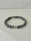 Gray Marble Jesus Fish Bead Bracelet - Unique Christian Jewelry - Two & Gathered