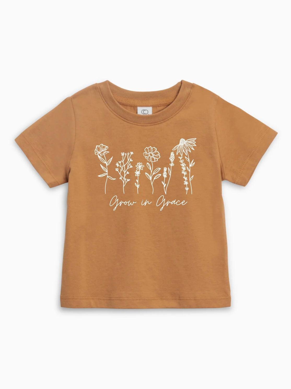 Grow In Grace Wildflowers Organic Cotton Baby And Kids Tee Easter Christian - Two & Gathered