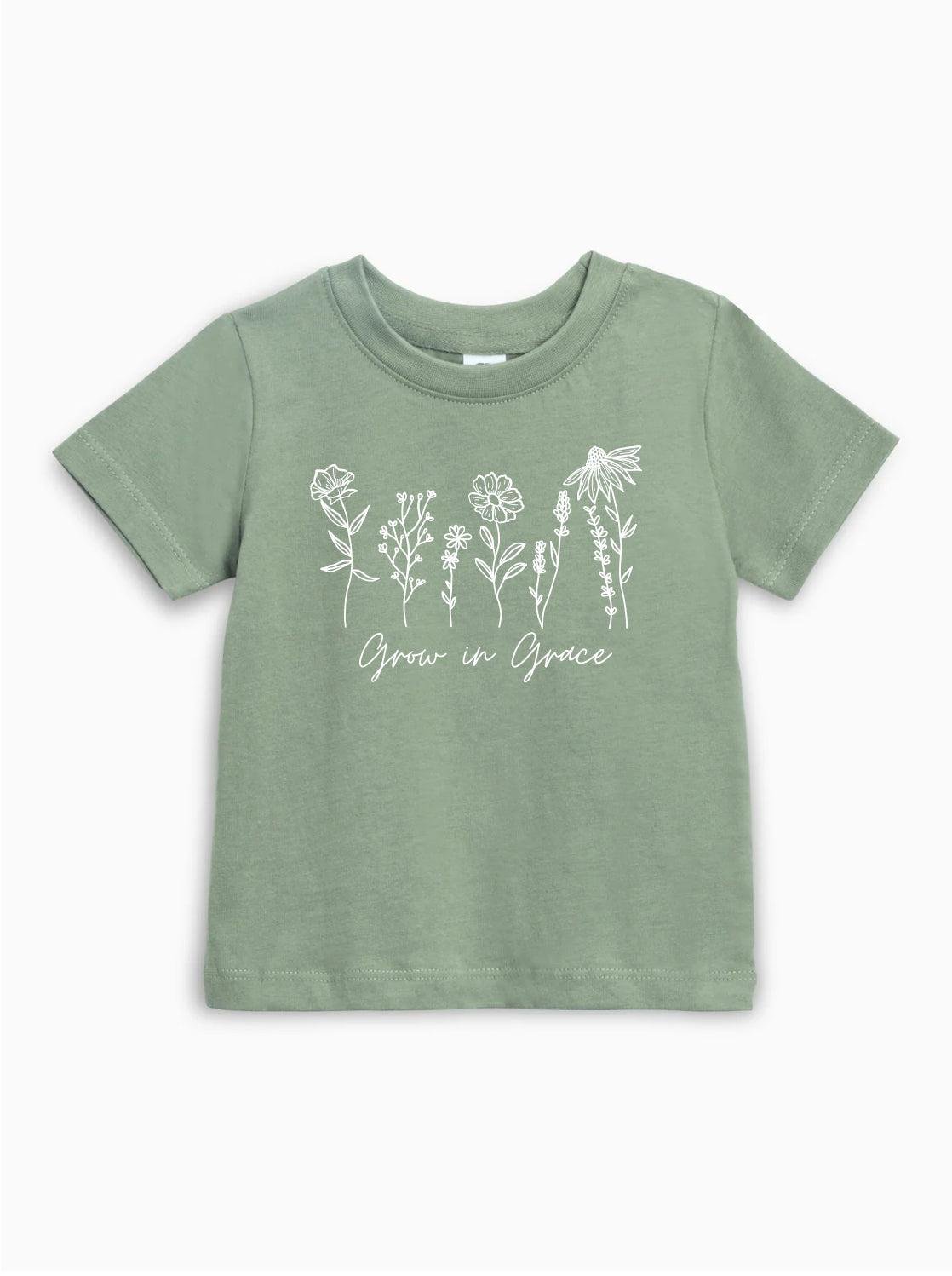 Grow In Grace Wildflowers Organic Cotton Baby And Kids Tee Easter Christian - Two & Gathered