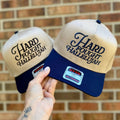 Hard Fought Hallelujah Embroidered Hat | Two Tone Trucker Hat | Faith Hat | Christian Gift | Puff Embroidery | Retro Baseball Cap - Two & Gathered