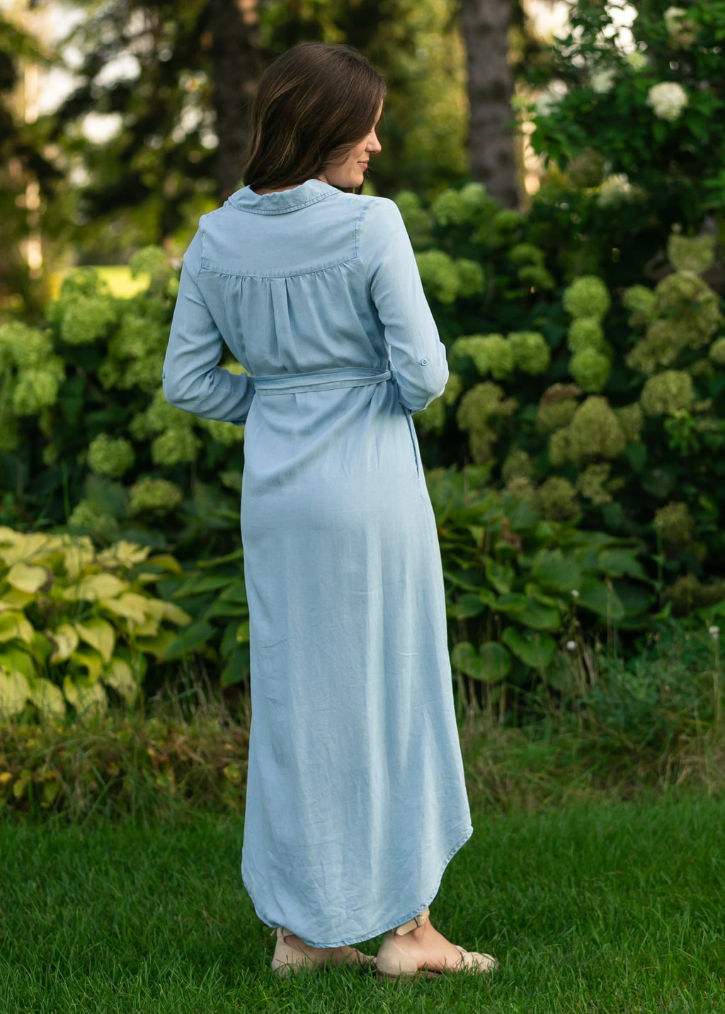 Hazel Chambray Long Sleeve Dress - Two & Gathered