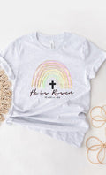 He Is Risen Easter Glitter Rainbow Graphic Tee T-Shirt - Two & Gathered