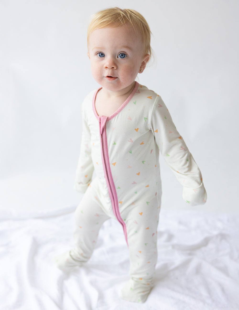 Heart Bamboo Convertible Footed Onesie - Two & Gathered