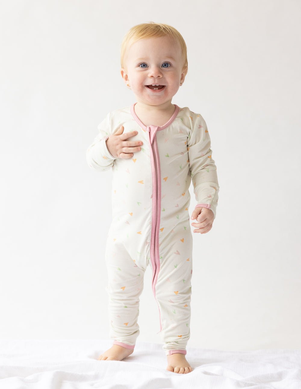 Heart Bamboo Convertible Footed Onesie - Two & Gathered